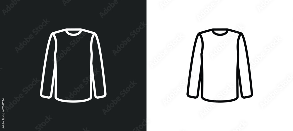 long sleeves t shirt line icon in white and black colors. long sleeves t shirt flat vector icon from long sleeves t shirt collection for web, mobile apps and ui. long sleeves t shirt line icon in white and black colors. long sleeves t shirt flat vector icon from long sleeves t shirt collection for web, mobile apps and ui.