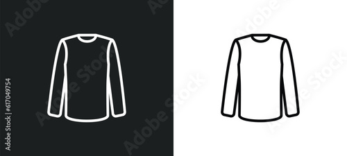 long sleeves t shirt line icon in white and black colors. long sleeves t shirt flat vector icon from long sleeves t shirt collection for web  mobile apps and ui.