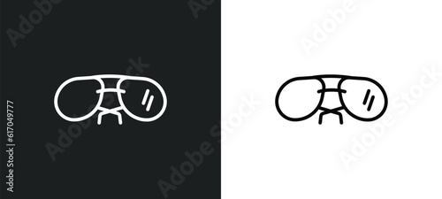 pilot sunglasses line icon in white and black colors. pilot sunglasses flat vector icon from pilot sunglasses collection for web, mobile apps and ui.