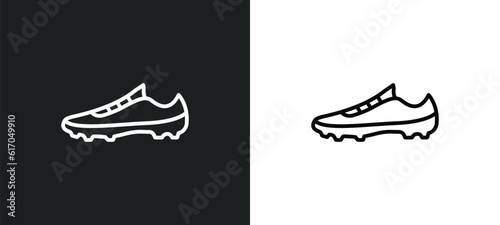 soccer shoe line icon in white and black colors. soccer shoe flat vector icon from soccer shoe collection for web, mobile apps and ui.