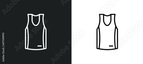 basketball jersey line icon in white and black colors. basketball jersey flat vector icon from basketball jersey collection for web  mobile apps and ui.