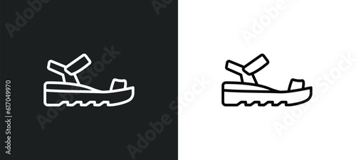 sandals line icon in white and black colors. sandals flat vector icon from sandals collection for web, mobile apps and ui.