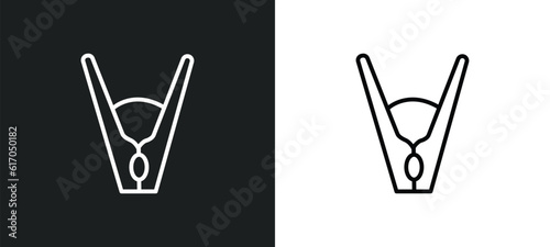 clothes peg line icon in white and black colors. clothes peg flat vector icon from clothes peg collection for web, mobile apps and ui.