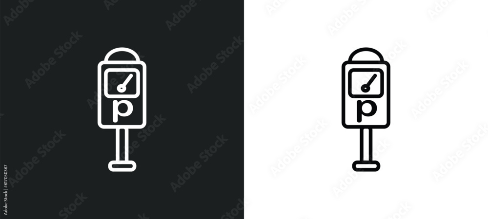 parking meter line icon in white and black colors. parking meter flat vector icon from parking meter collection for web, mobile apps and ui. parking meter line icon in white and black colors. parking meter flat vector icon from parking meter collection for web, mobile apps and ui.