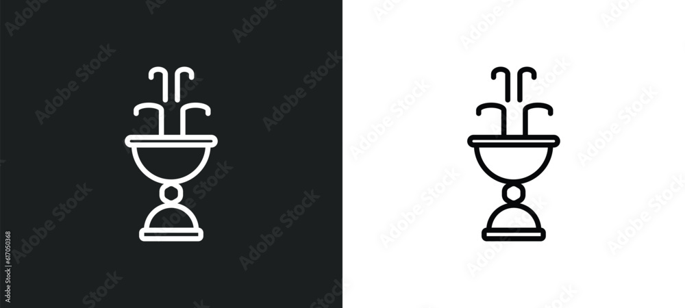 fountain line icon in white and black colors. fountain flat vector icon from fountain collection for web, mobile apps and ui. fountain line icon in white and black colors. fountain flat vector icon from fountain collection for web, mobile apps and ui.