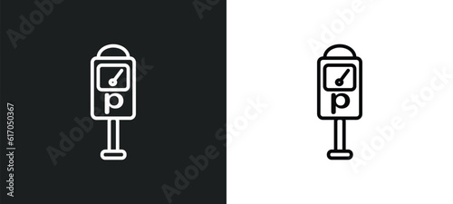 parking meter line icon in white and black colors. parking meter flat vector icon from parking meter collection for web, mobile apps and ui.