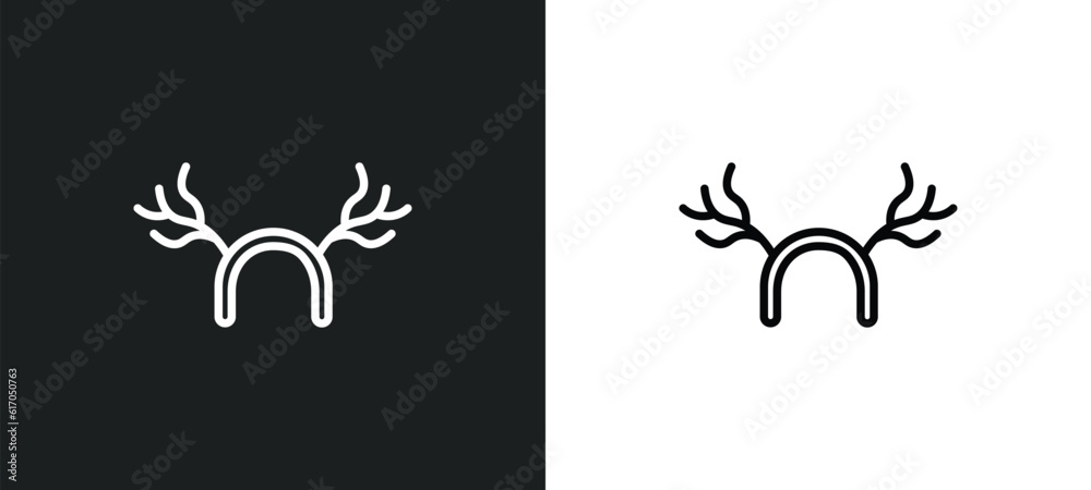 reindeer antlers line icon in white and black colors. reindeer antlers flat vector icon from reindeer antlers collection for web, mobile apps and ui. reindeer antlers line icon in white and black colors. reindeer antlers flat vector icon from reindeer antlers collection for web, mobile apps and ui.