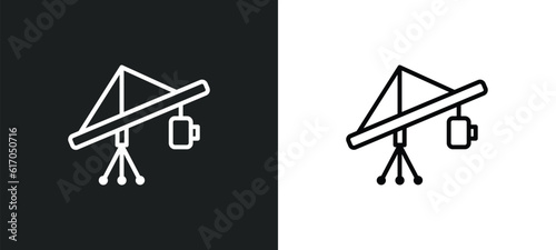jimmy jib line icon in white and black colors. jimmy jib flat vector icon from jimmy jib collection for web, mobile apps and ui.