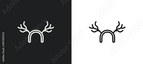 reindeer antlers line icon in white and black colors. reindeer antlers flat vector icon from reindeer antlers collection for web, mobile apps and ui.