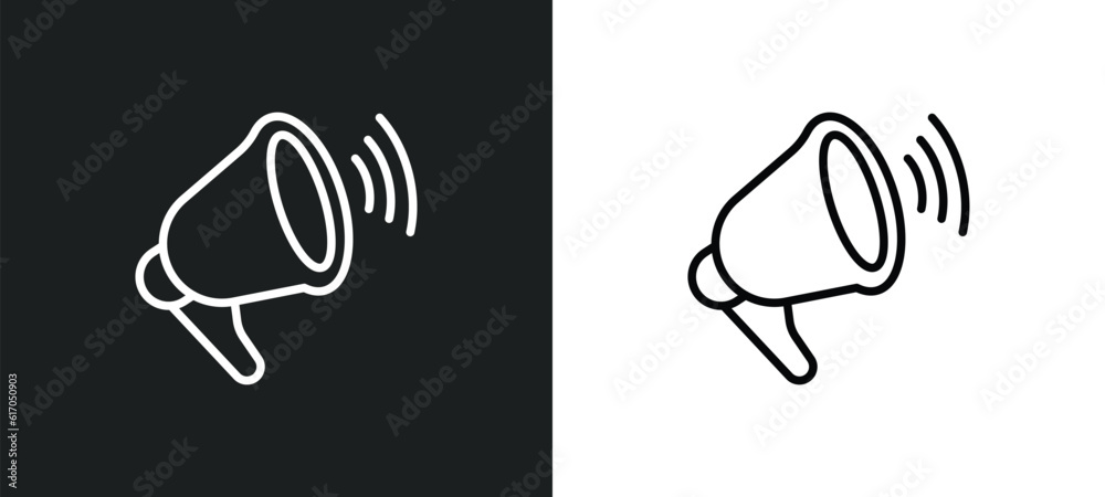 loudspeaker line icon in white and black colors. loudspeaker flat vector icon from loudspeaker collection for web, mobile apps and ui.