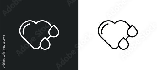heart drop line icon in white and black colors. heart drop flat vector icon from heart drop collection for web, mobile apps and ui.