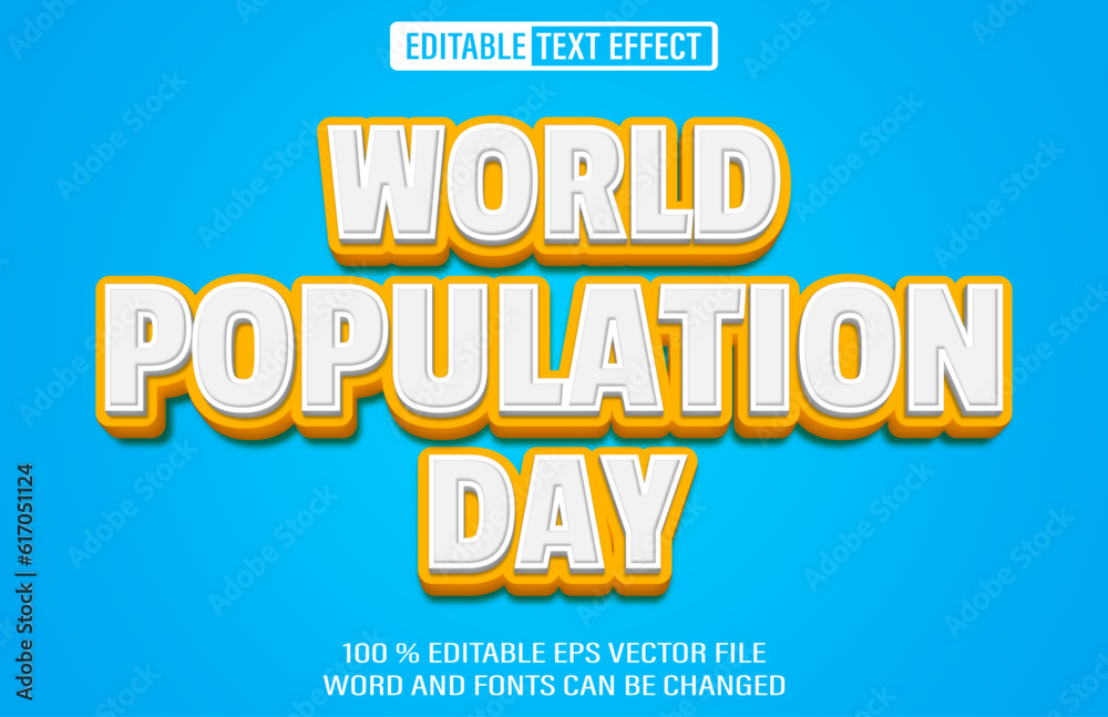 World Population Day editable text effect 3d style template