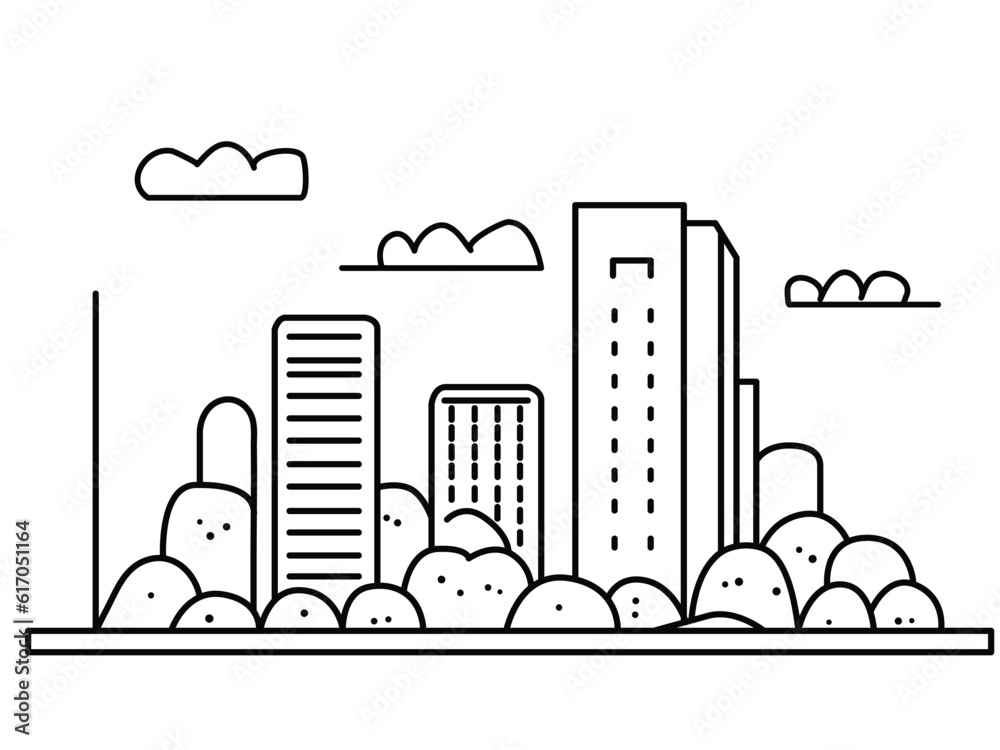 City graphic black white cityscape skyline sketch illustration vector ...