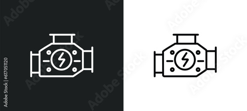 car carburettor line icon in white and black colors. car carburettor flat vector icon from car carburettor collection for web, mobile apps and ui.
