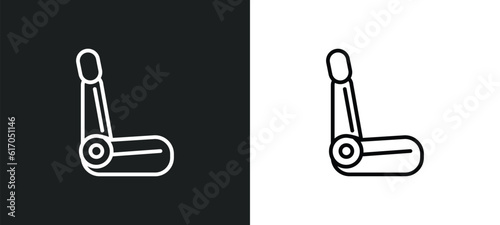 car bucket seat line icon in white and black colors. car bucket seat flat vector icon from car bucket seat collection for web, mobile apps and ui.