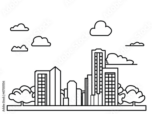 City graphic black white cityscape skyline sketch illustration vector