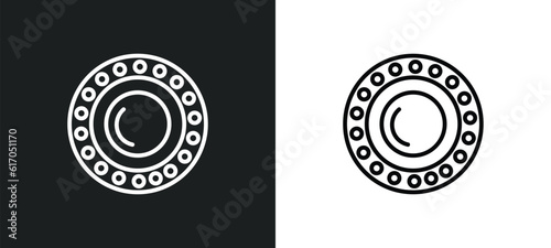 car bearing line icon in white and black colors. car bearing flat vector icon from car bearing collection for web, mobile apps and ui.