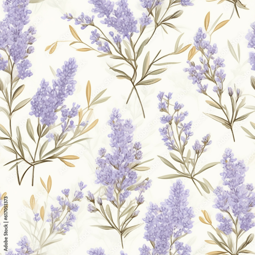 Lavender flowers seamless pattern isolated on white background. Watercolor hand drawing botanical illustration. For card, wallpaper, packaging, invitation. Lavender flowers seamless pattern isolated on white background. Watercolor hand drawing botanical illustration. For card, wallpaper, packaging, invitation.