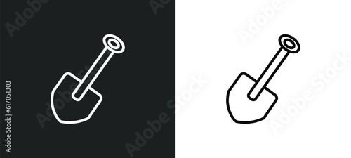 shovel line icon in white and black colors. shovel flat vector icon from shovel collection for web, mobile apps and ui.