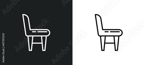 chair line icon in white and black colors. chair flat vector icon from chair collection for web, mobile apps and ui.