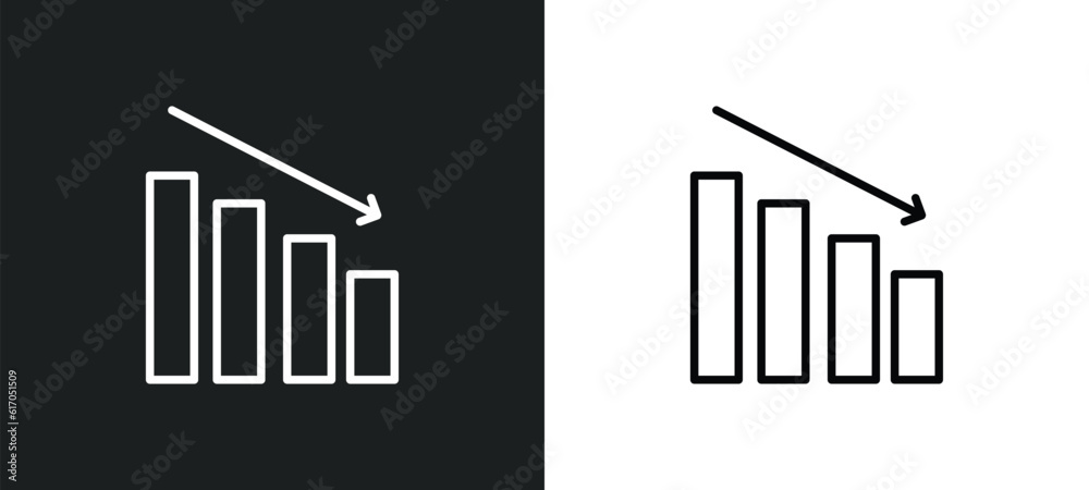 depleting chart line icon in white and black colors. depleting chart flat vector icon from depleting chart collection for web, mobile apps and ui. depleting chart line icon in white and black colors. depleting chart flat vector icon from depleting chart collection for web, mobile apps and ui.
