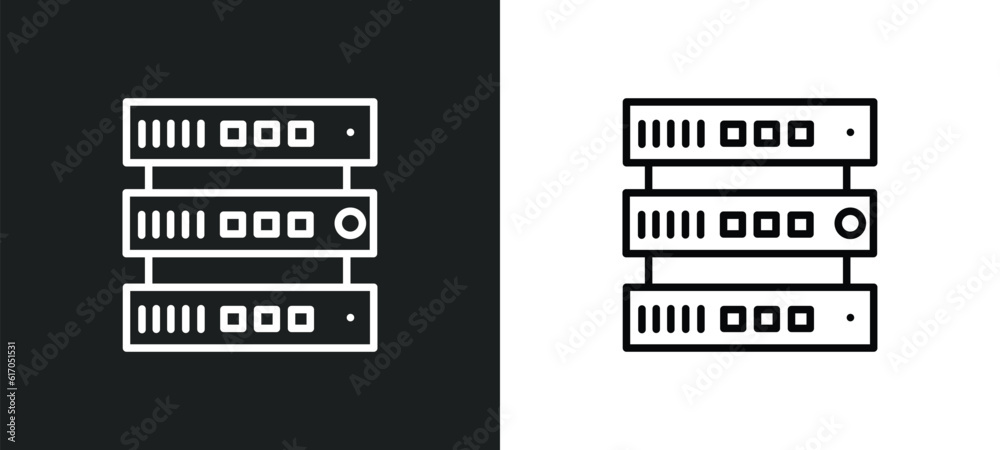database interconnected line icon in white and black colors. database interconnected flat vector icon from database interconnected collection for web, mobile apps and ui.