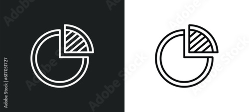 quarter pie chart line icon in white and black colors. quarter pie chart flat vector icon from quarter pie chart collection for web, mobile apps and ui.