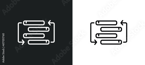 rearrange line icon in white and black colors. rearrange flat vector icon from rearrange collection for web, mobile apps and ui.