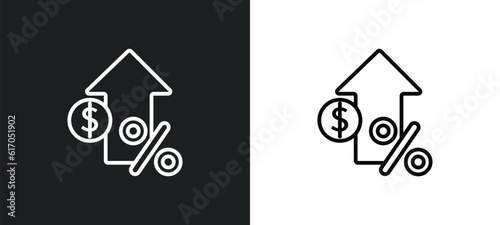 increase rate line icon in white and black colors. increase rate flat vector icon from increase rate collection for web, mobile apps and ui.