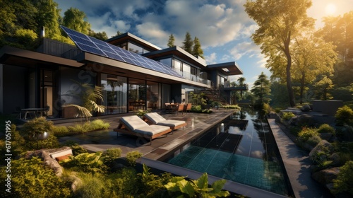 Sunlit Escape: A Solar-Powered Haven with a Nature-Immersed Pool © David