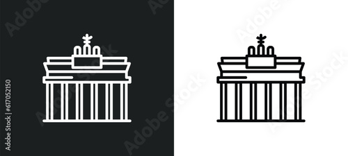 brandenburg gate line icon in white and black colors. brandenburg gate flat vector icon from brandenburg gate collection for web, mobile apps and ui.
