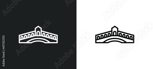 rialto bridge line icon in white and black colors. rialto bridge flat vector icon from rialto bridge collection for web, mobile apps and ui.