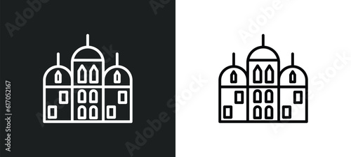 gurdwara line icon in white and black colors. gurdwara flat vector icon from gurdwara collection for web, mobile apps and ui.