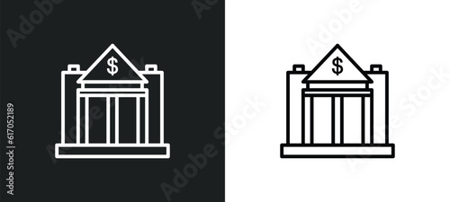 reserve bank line icon in white and black colors. reserve bank flat vector icon from reserve bank collection for web, mobile apps and ui.