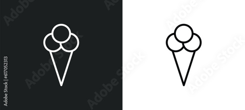 ice cream line icon in white and black colors. ice cream flat vector icon from ice cream collection for web, mobile apps and ui.