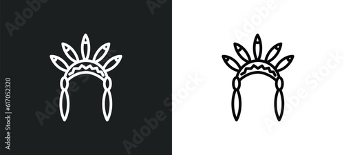 headdress line icon in white and black colors. headdress flat vector icon from headdress collection for web, mobile apps and ui.