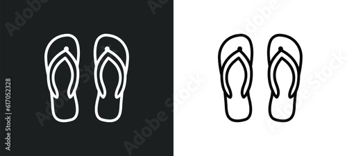 flip flops line icon in white and black colors. flip flops flat vector icon from flip flops collection for web, mobile apps and ui.