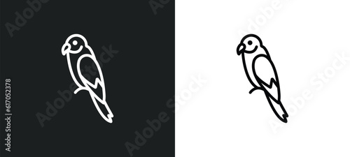 parrot line icon in white and black colors. parrot flat vector icon from parrot collection for web, mobile apps and ui.