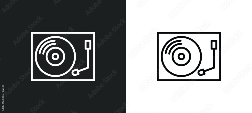 vinyl line icon in white and black colors. vinyl flat vector icon from vinyl collection for web, mobile apps and ui.
