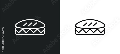long sandwich line icon in white and black colors. long sandwich flat vector icon from long sandwich collection for web, mobile apps and ui.
