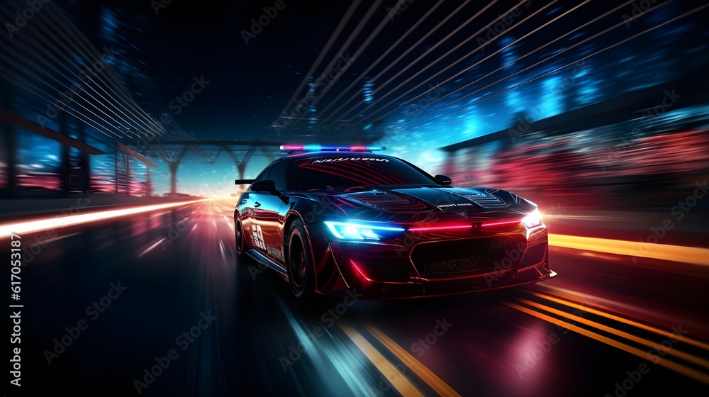 Fototapeta premium Blurred Abstract Wallpaper with Police Lights - Motion Effect