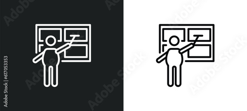 window cleaning line icon in white and black colors. window cleaning flat vector icon from window cleaning collection for web, mobile apps and ui.