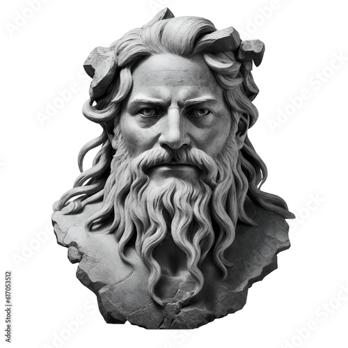 Statue of Hephaestus, god of forge in Greek mythology on transparent background. Generative AI	