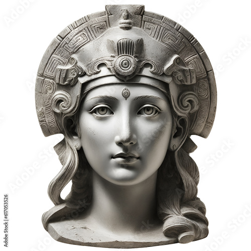 Statue of Athena, goddess of battle and wisdom in Greek mythology on transparent background. Generative AI