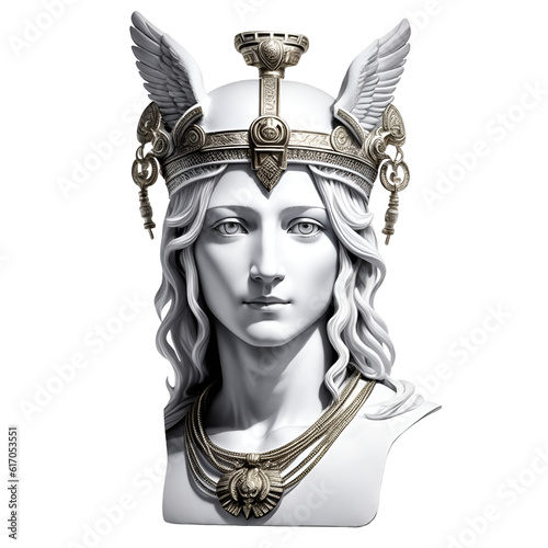 Statue of Hermes, Greek god of trade isolated on transparent background. Generative AI	