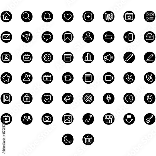 Vector of Social Media 1 Icon Set Round. Perfect for user interface, new application.