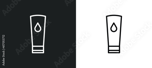 face cleanser line icon in white and black colors. face cleanser flat vector icon from face cleanser collection for web, mobile apps and ui.
