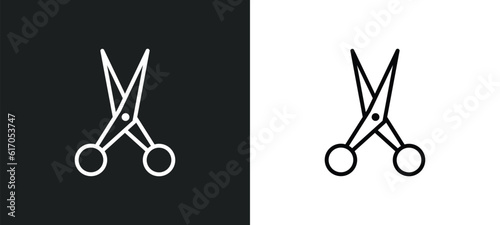 hairdresser scissors line icon in white and black colors. hairdresser scissors flat vector icon from hairdresser scissors collection for web, mobile apps and ui.
