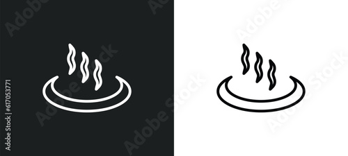 hot spring line icon in white and black colors. hot spring flat vector icon from hot spring collection for web  mobile apps and ui.
