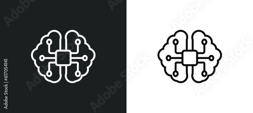 ai brain line icon in white and black colors. ai brain flat vector icon from ai brain collection for web, mobile apps and ui.